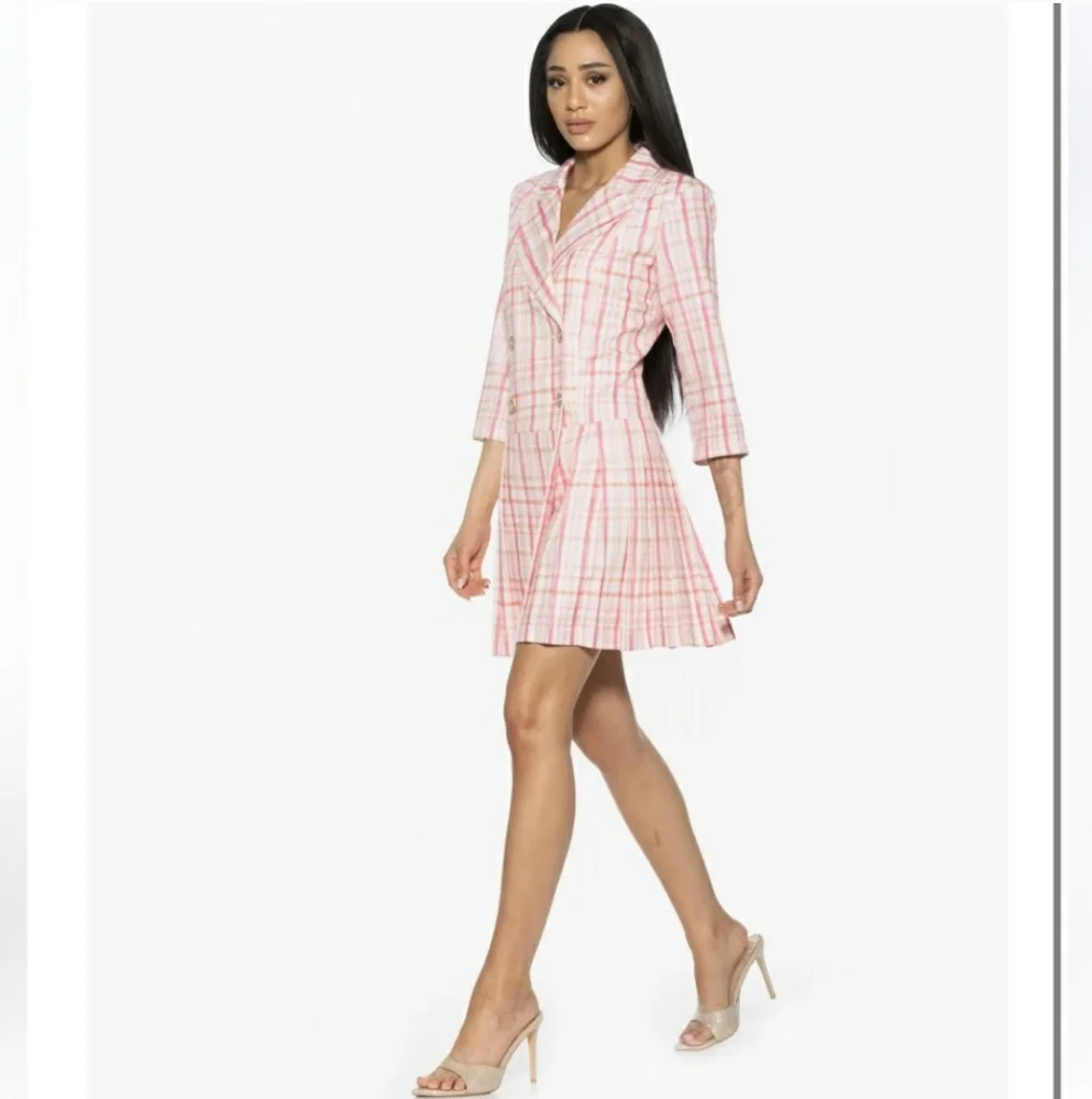 Alexia Admor | Pink Plaid Blazer Dress - Picture 2 of 4